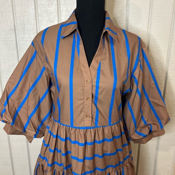 English Factory Striped Collared Midi Dress, size XS. - Picture 3 of 8